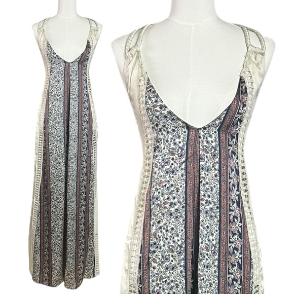 Free People Bohemian Nights Maxi Slip Dress Size Medium NWT Silky 70s Lace - Picture 7 of 16